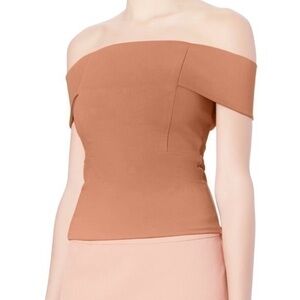 Michelle Mason Women’s Nude Off the Shoulder Fitted Top